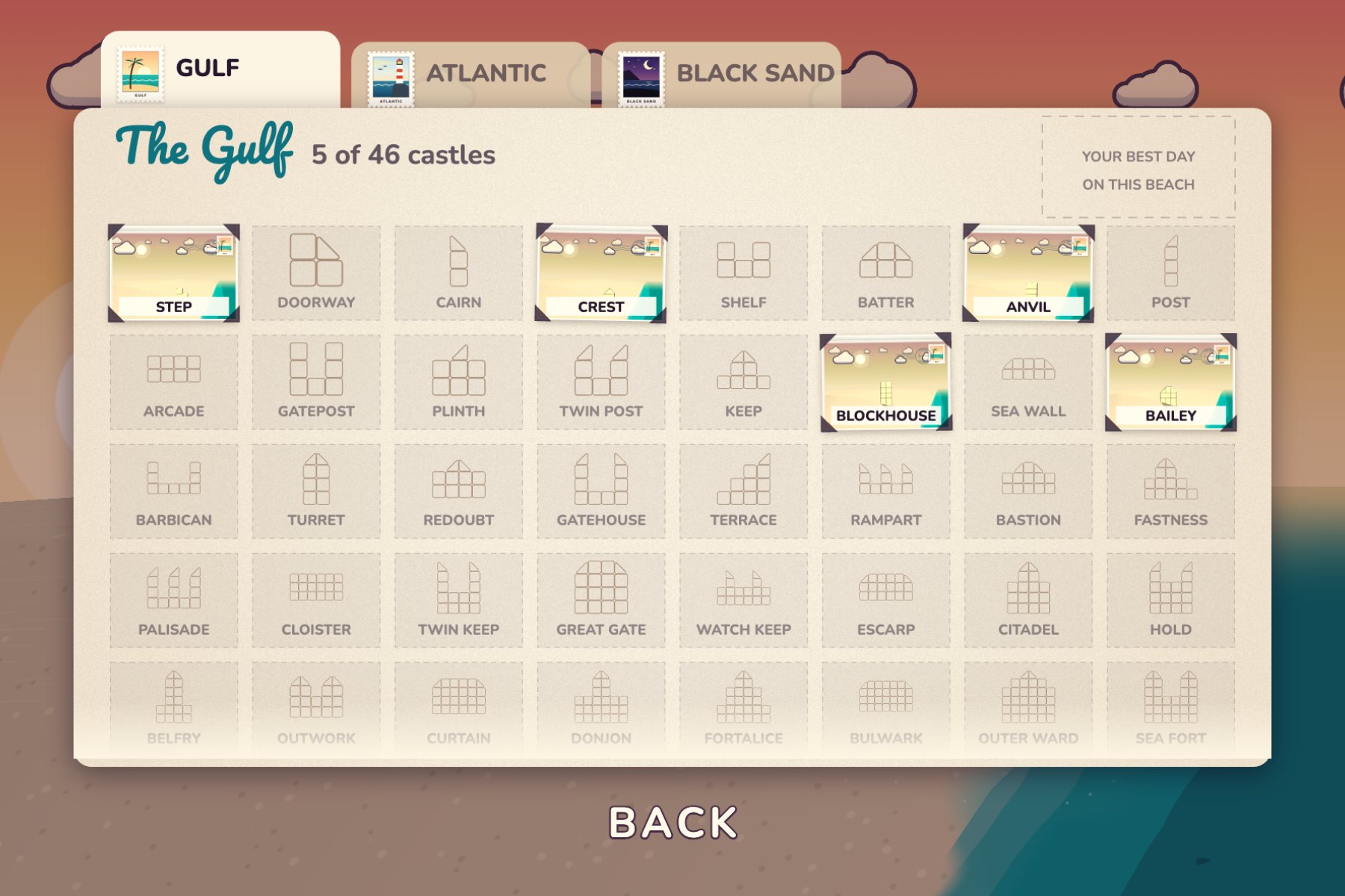 The Tideline postcard album for the Gulf, partly filled in